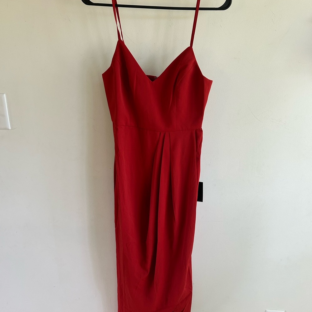 Lulu's Red High Low Slit Wrap dress - Picture 2 of 4
